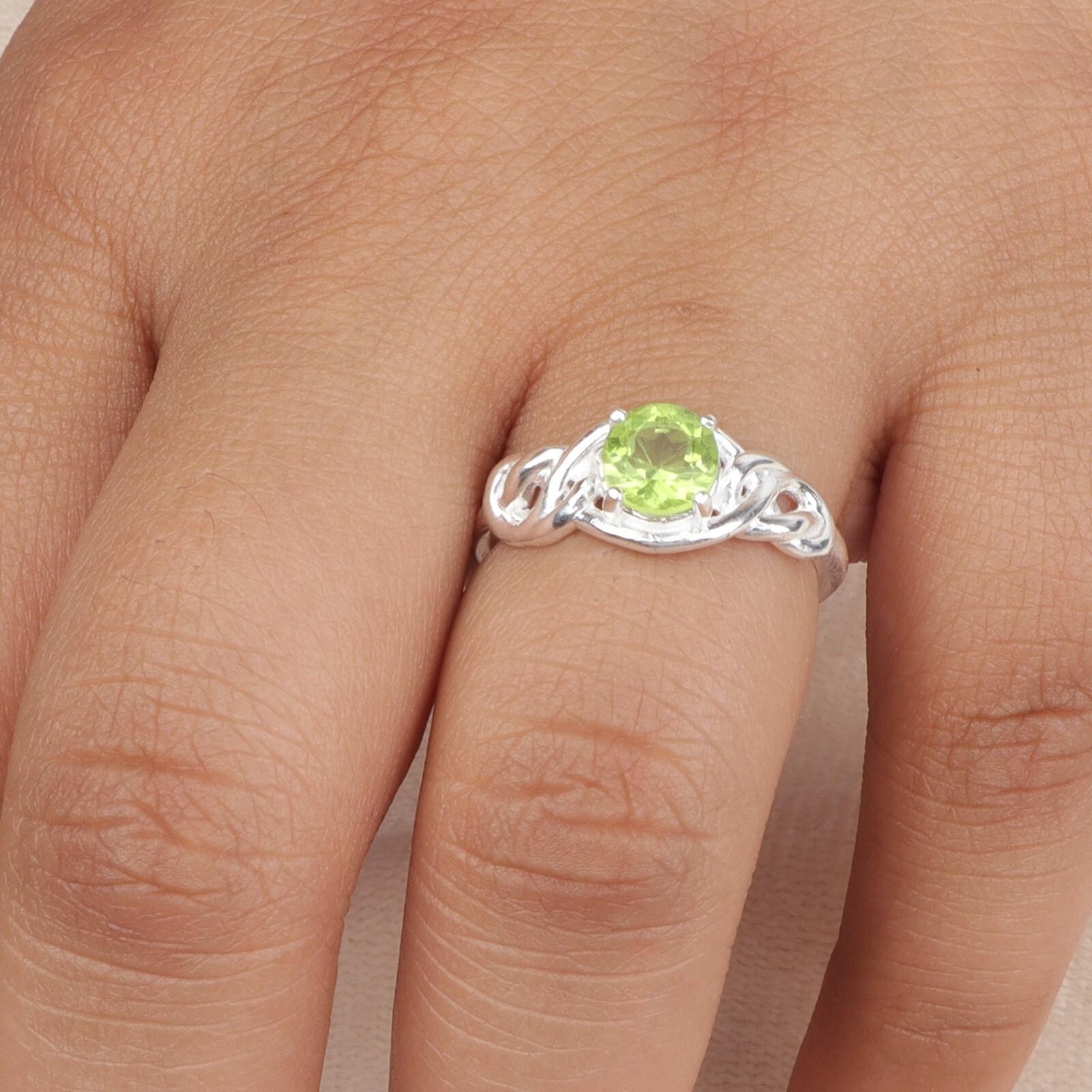 

Хризолит Драгоценный Камень 925 Стерлинговое Серебро Дизайнерские Ювелирные Изделия Кольцо с Камнем Августа CZR-6-8 11.75