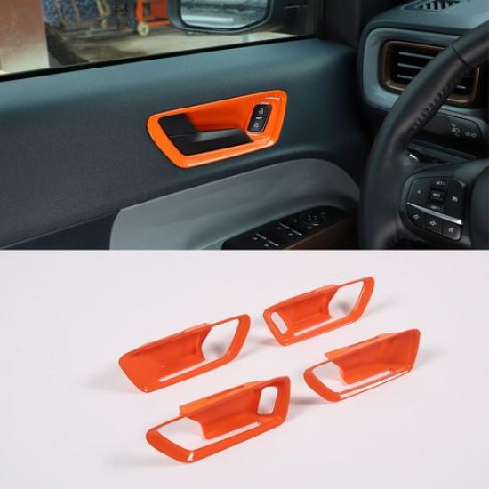 ABS Orange Interior Door Handle Bowl Frame Trim Kit For Ford Maverick -