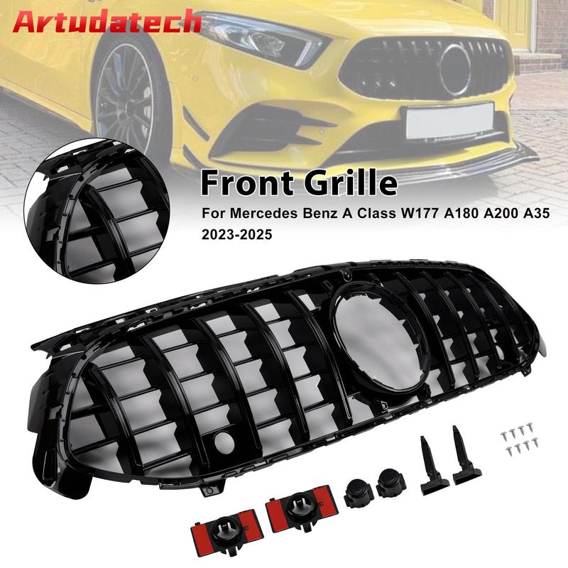 Artudatech Gloss Black Front Grill Grille Fit Mercedes A-Class W177 A35 A180 -2025 Car Accessories