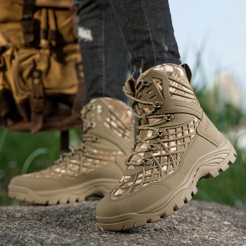 Field Training Field Training Military Boots High Top Military Training Desert Outdoor Hiking Shoes Breathable