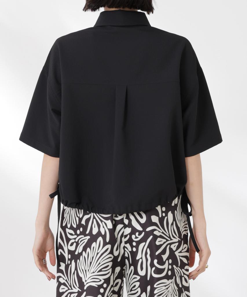 Nano Universe Drawstring Ribbon Cropped Hem Soccer Shirt be paired with other F 010 Black Women's (Can items) 673-5121322