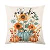 Thanksgiving Pumpkin Pillow Cover Autumn Plant Flower Print Pillow Cover Home Living Room Sofa Cushion Cover