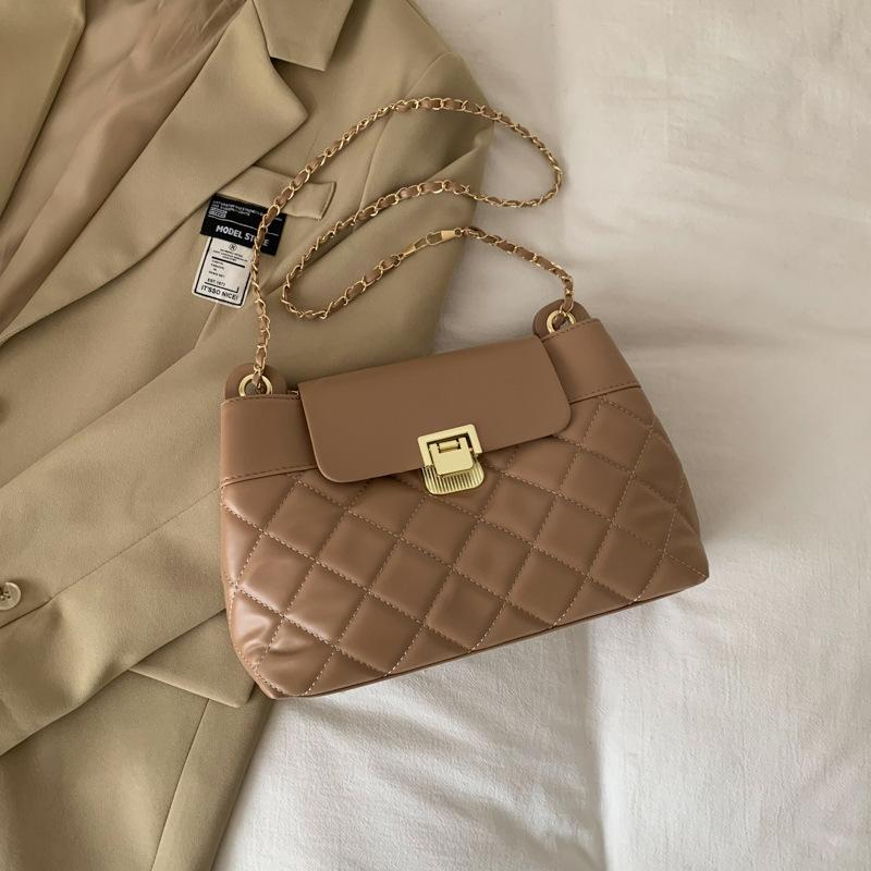 

Маленькая сумка на цепочке с ромбовидным узором, женская сумка 2025 весна, новая модная универсальная сумка-мессенджер, женская сумка через плечо хаки