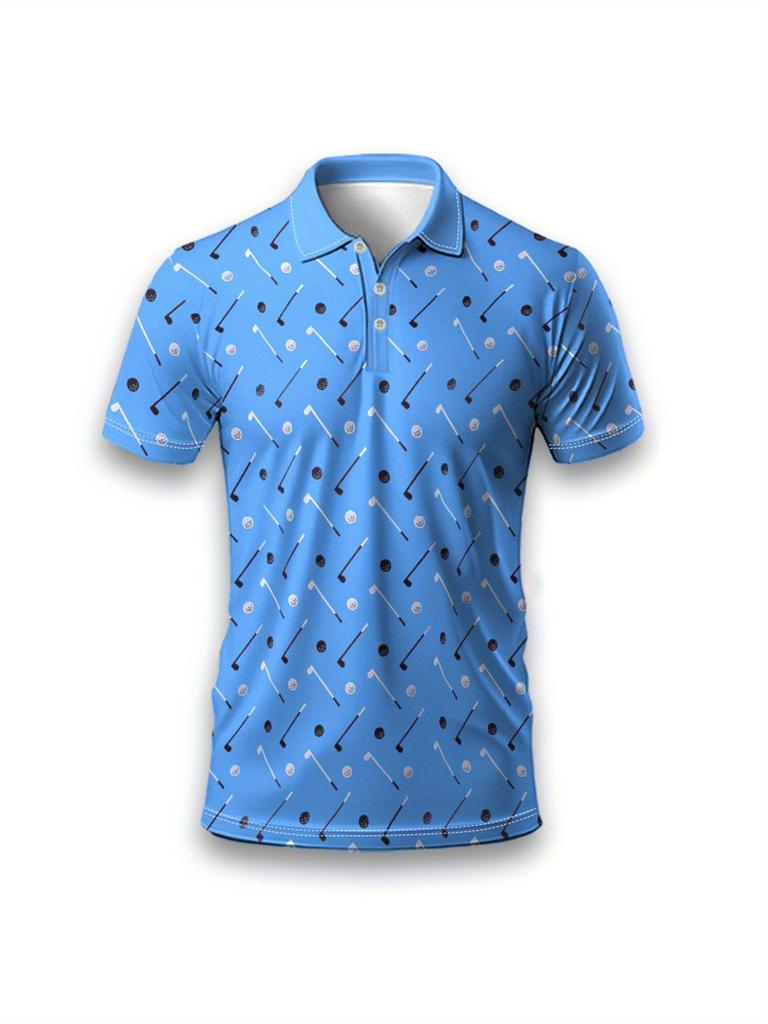 Summer Style Men's Short-Sleeved Polo Shirt with 3D Golf Pattern Print Street Casual Fashion Comfortable and Soft