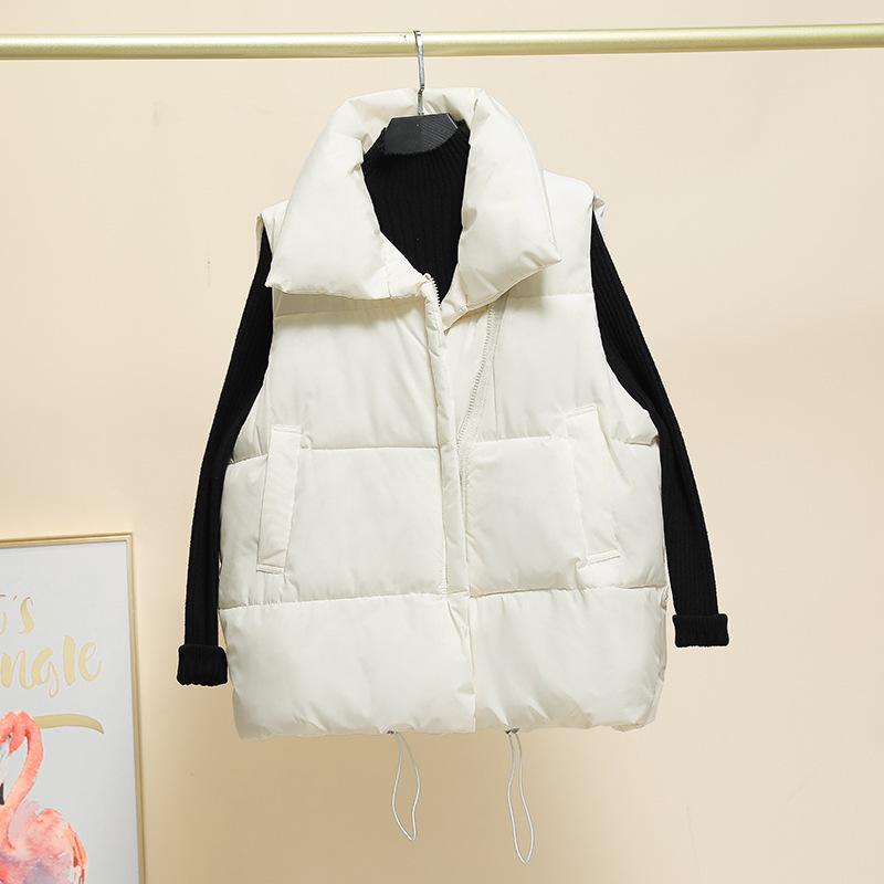 Autumn Winter Women's Vest Jacket Stand-up Collar Sleeveless Casual Loose Warm Zipper Solid Vest