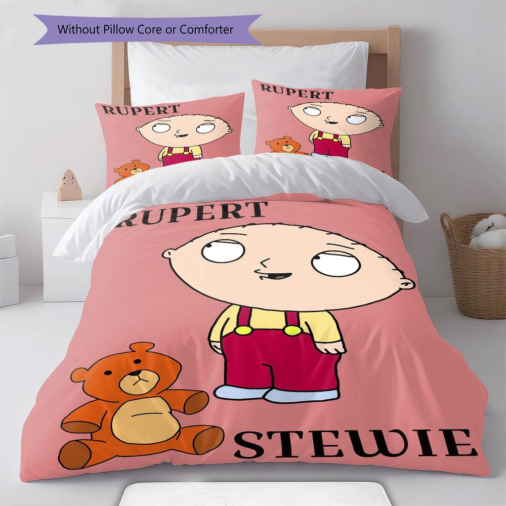 Stewie Griffin Pattern Bedding Home Decoration Birthday Gift ( 1 duvet cover + 2 pillowcase, without core),fan merchandise.