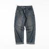 Fall and Winter Texture Washing Large Size Jeans for Men with Velvet Casual Mid-waist Straight Pants