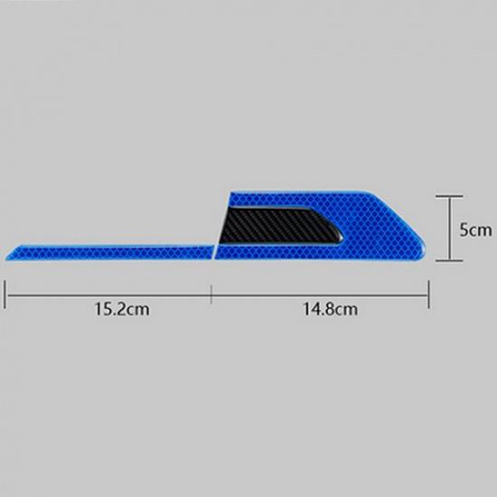 Blue Reflective Sticker Carbon Fiber Car Side Fender Warning Decal Accessories