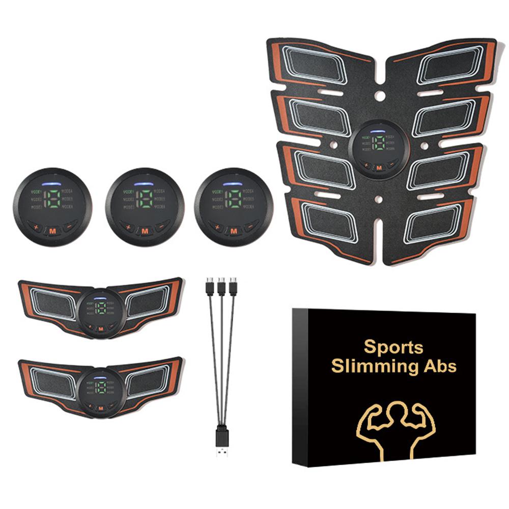 

Стимулятор мышц живота ABS EMS Тренажер для тонизирования тела Фитнес USB Перезаряжаемый мышечный тонер Тренировочный тренажер для мужчин и женщин оранжевый