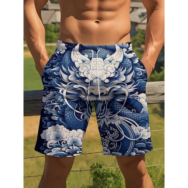 3D Dragon Print Beach Shorts Men s Plus Size Casual Swim Shorts New In Quick Dry Ice Board Short Hommes Streetwear XL