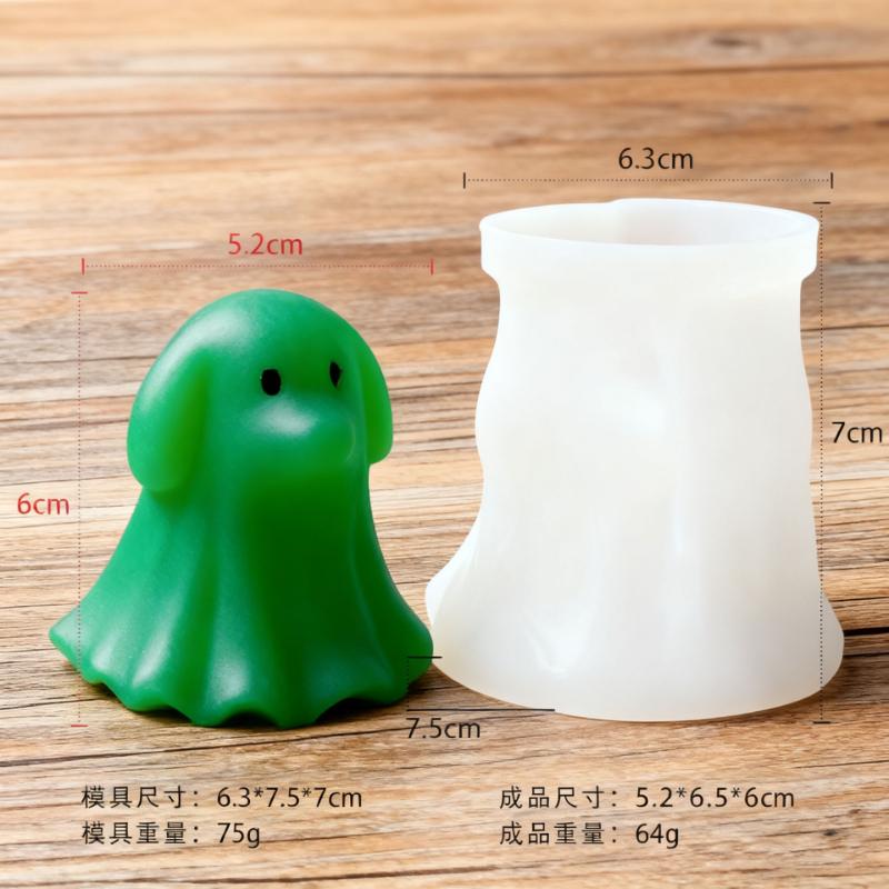 

3D Puppy Animal Silicone Mold Spooky Halloween Candle Making Mould DIY Ghost Aroma Plaster Decoration Soap Making Tool