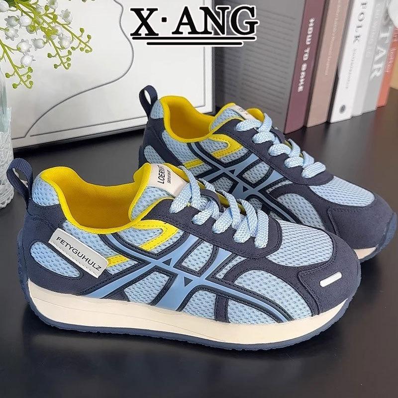 Leather women's soft-soled mesh, light and breathable, new casual sports shoes in summer and autumn