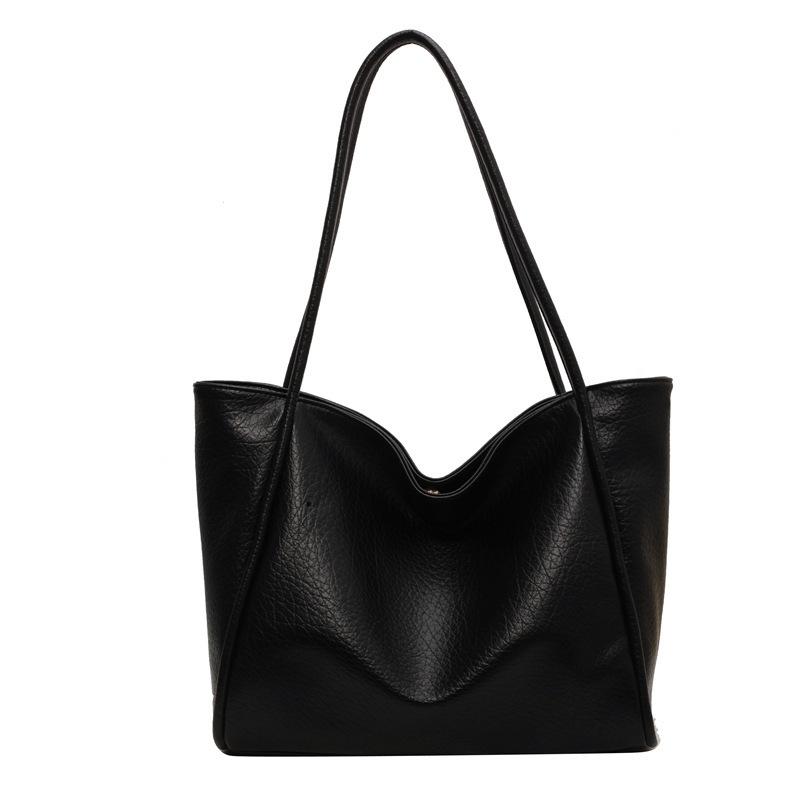 

Large capacity bag women s 2025 new solid color shoulder bag fashion sense foreign style versatile tote bag чёрный