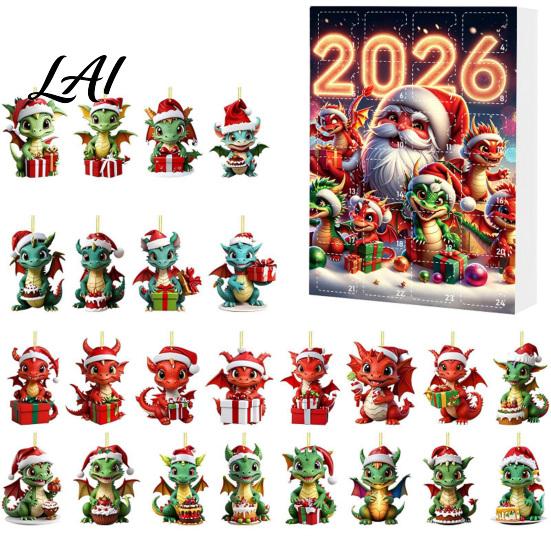 DIY Festive Scene Decor Dragon Advent Calendars 2026 24 Days Christmas Countdown Calendar with Creative 2D Acrylic Ornaments Collectible Figures for