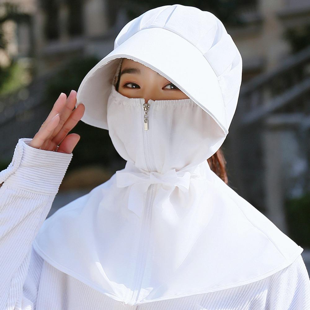 

Sun/UV Protection Summer Long Neck Cover Breathable Face Mask Anti-UV Sunshade Hat Kids White Normal Style