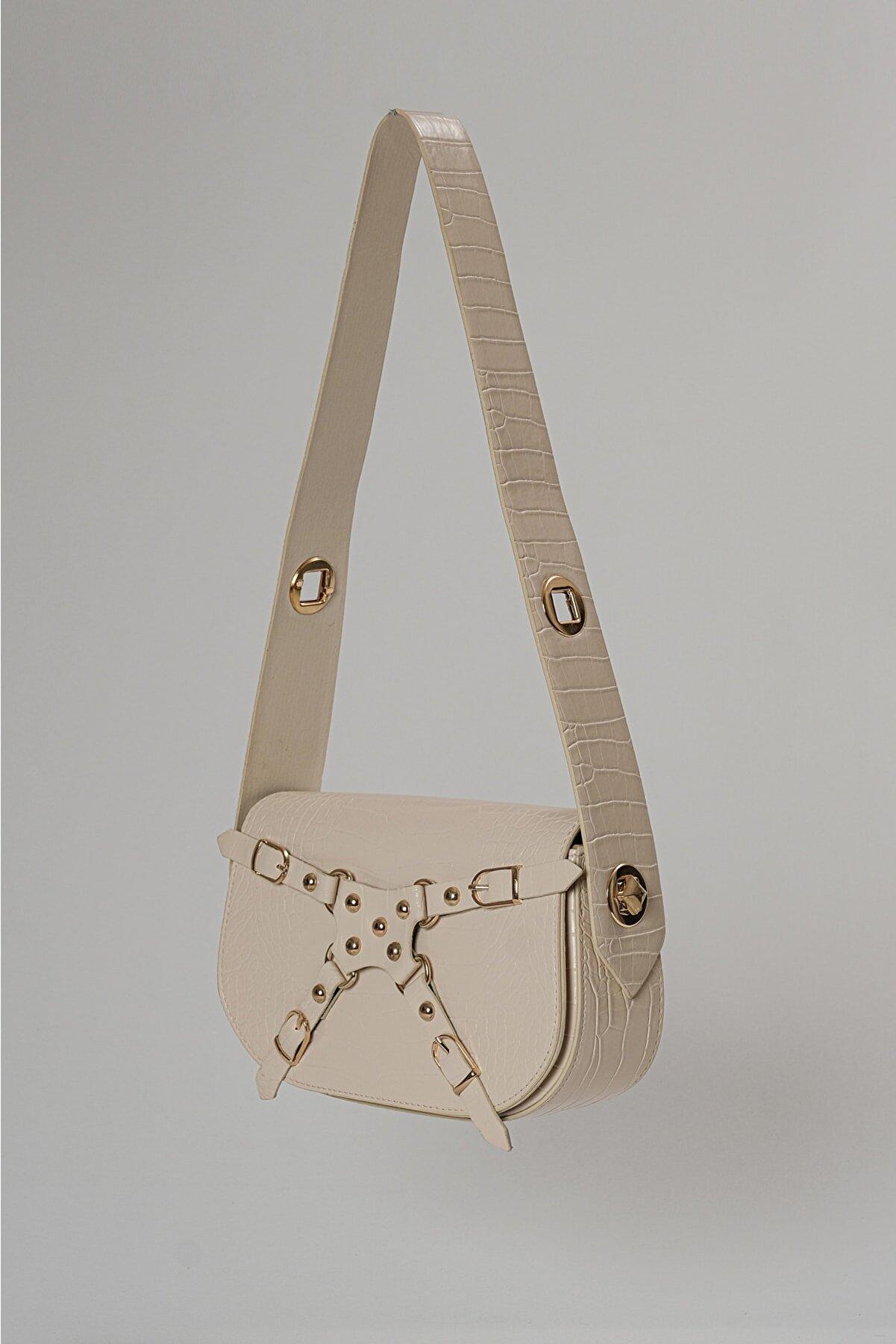 

Женская кремовая сумка через плечо из крокодиловой кожи Mnc