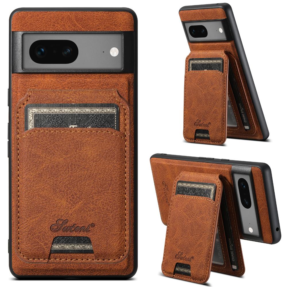 Leather for Magsafe Case for Google Pixel 8 9 10 Pro XL 7 Pro 8A 10Pro Bracket Magnetic Back Cover with Card Holder L443