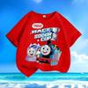 Thomas the Train Cartoon Summer New Style Boys and Girls Small Children Short-Sleeved T-Shirt 100% Cotton Round Collar Loose Top