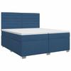 Box Spring Bed with Mattress and Headboard Blue 200 X 200 Cm Fabric