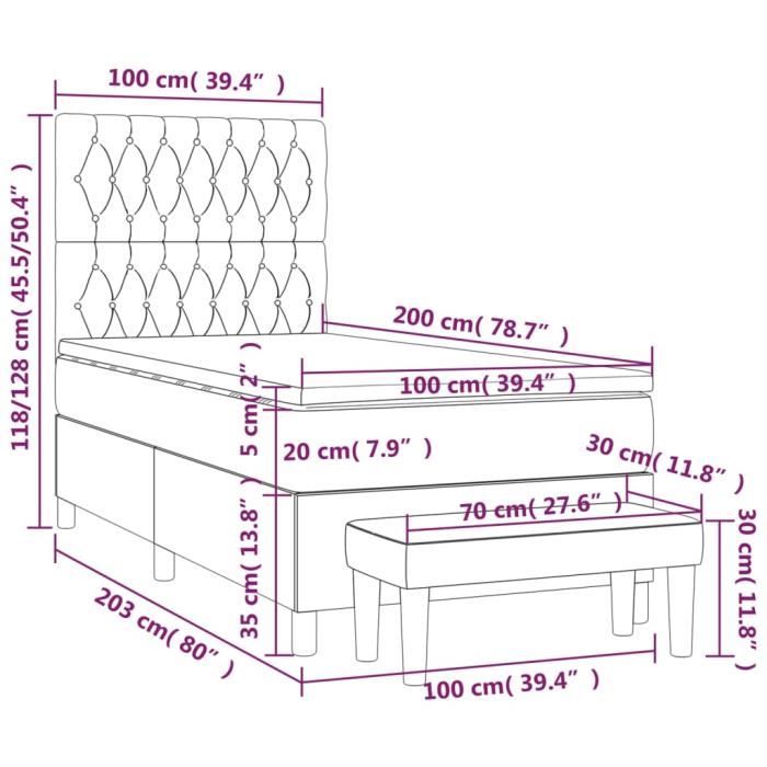 3137373 vidaXL Divan Bed with Mattress Light Grey 100x200cm Fabric