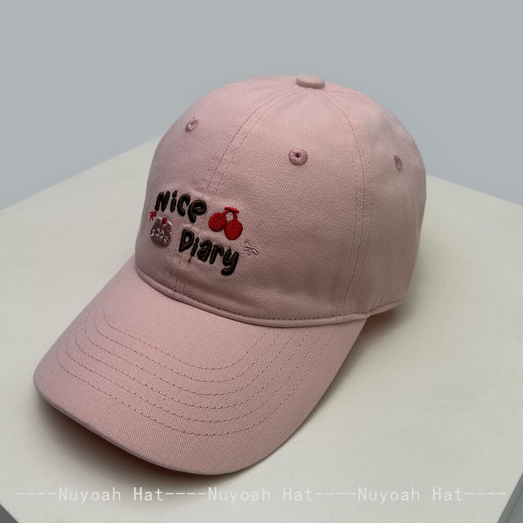New Men Women Korean Kitten Cherry Letters Embroidery Baseball Hats Sunshade Cartoon Versatile Cute Peaked Caps Fashion Casual