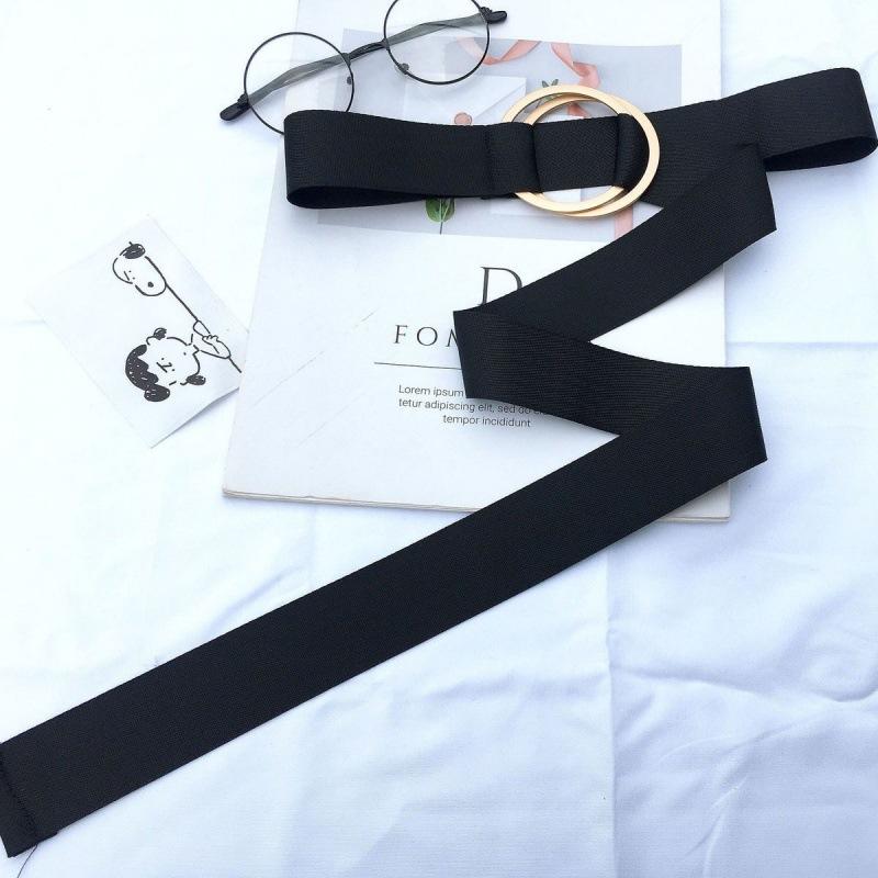 

Womens Sophisticated Waist Belt Simple Canvas Round Buckle For Fashion And Style Black Canvas Button