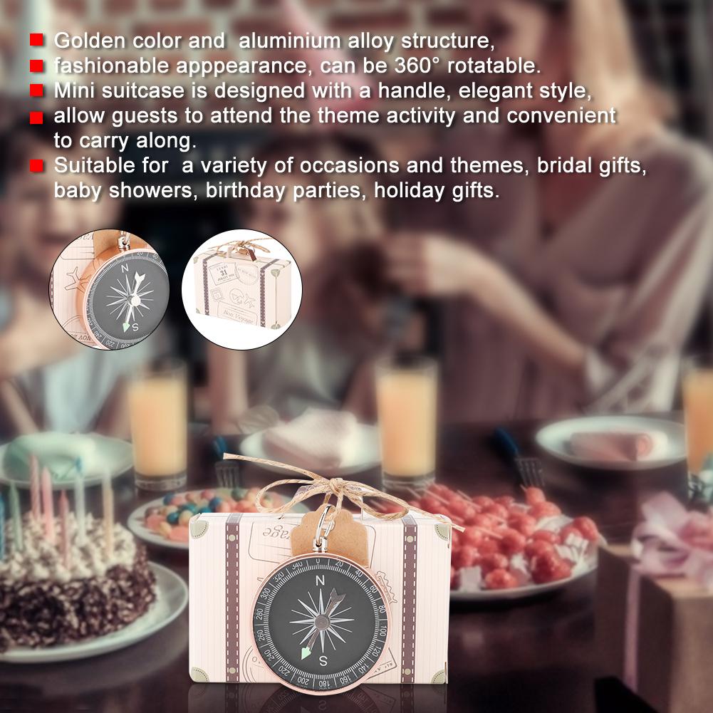 20Pcs Wedding Gift Box Candy Boxes with Compass and Kraft Tags for Travel Wedding Favors DecorationsRose Golden