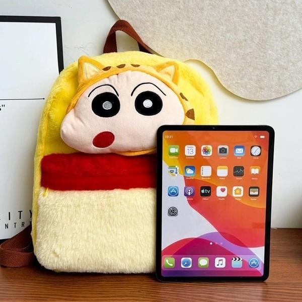 Shinchan Cartoon Crayon Doll Backpack Fluffy Kid Backpack For School Outings And