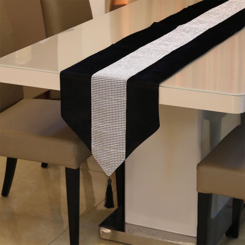 Diamante Strip Table Runner Table Flag with Tassel for Home Table Decoration 32CMX180CM