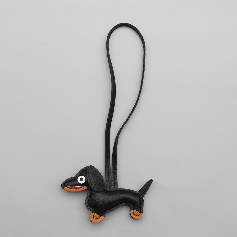 In-Stock Dachshund Cartoon Pendant Leather Dog Bag Charm Phone Case Accessory Creative Car Charm