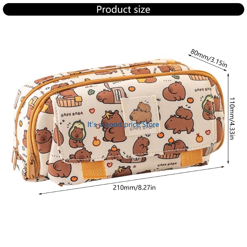 Lovely Capybara Pen Bag School Pencil Organizers Large Capacity Pencil Case For Erasers Markers Scissors Storage