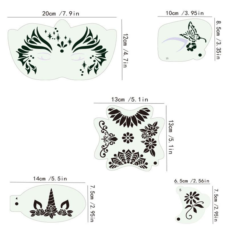 Kit di Stencil per Pittura Facciale, Modelli Riutilizzabili Vuoti per Tatuaggi Facciali e Body Painting, Strumenti Creativi DIY per Disegno per Bambini e Adulti