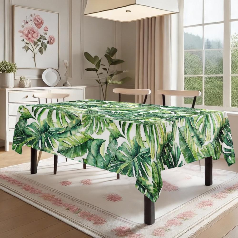 Tropical Leaves Rectangle Tablecloth for Table Decor Holiday Party Waterproof Reusable Tablecloths for Table Kitchen Dining