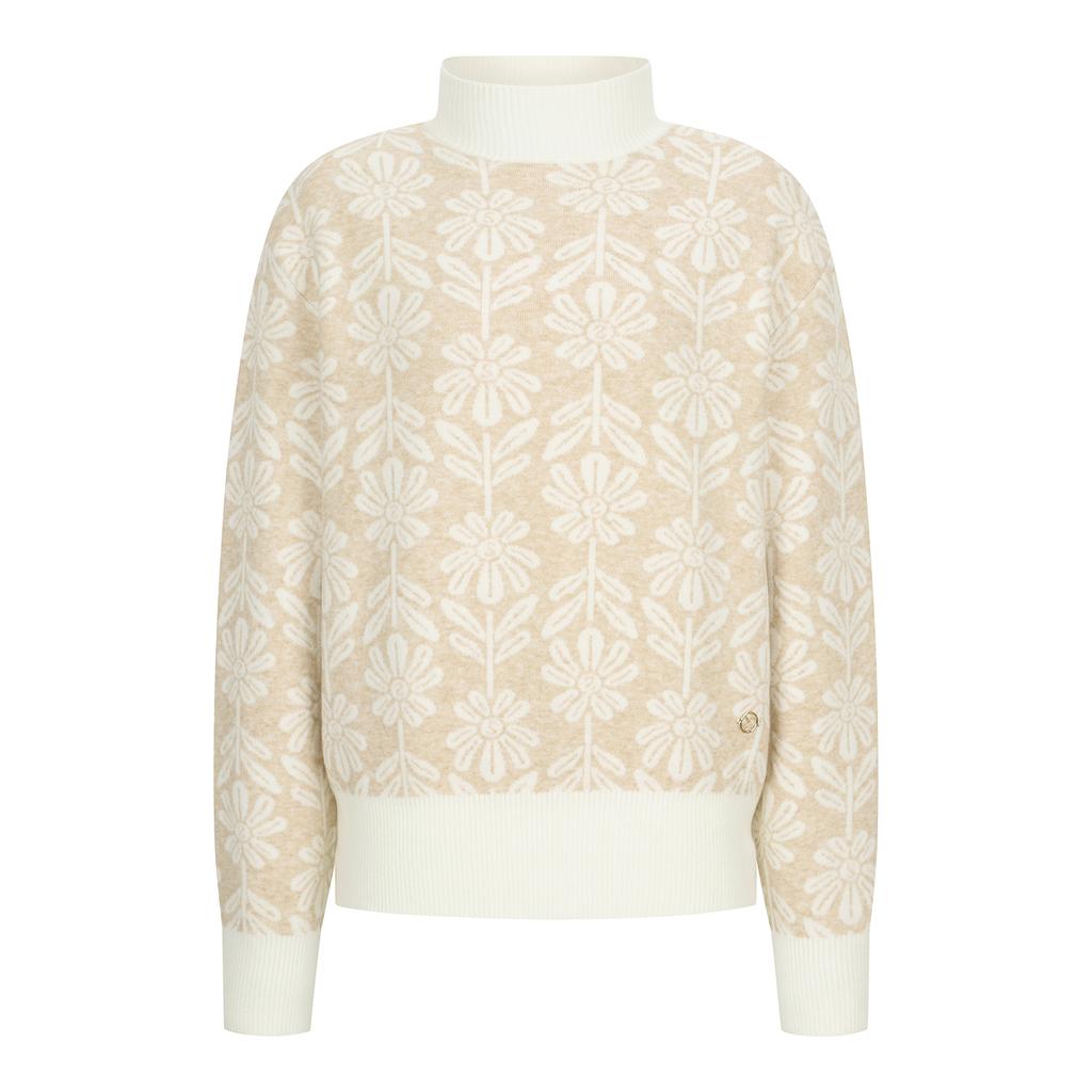 SUPERIOR Women'S Flower Pattern Sweater Beige (Iw0Erd40153)