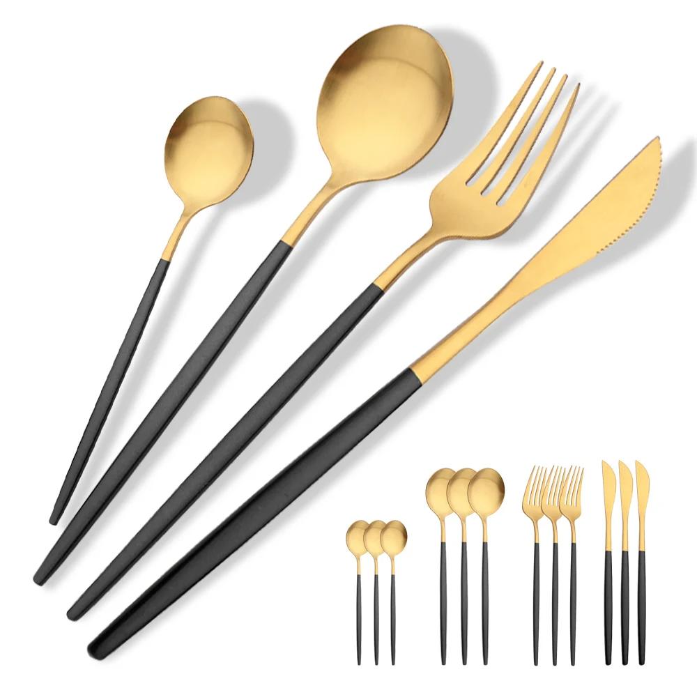 

16Pcs Red Gold Dinnerware Tableware Set Matte Stainless Steel Cutlery Kitchen Knife Fork Spoon Restaurant Wedding Flatware Set