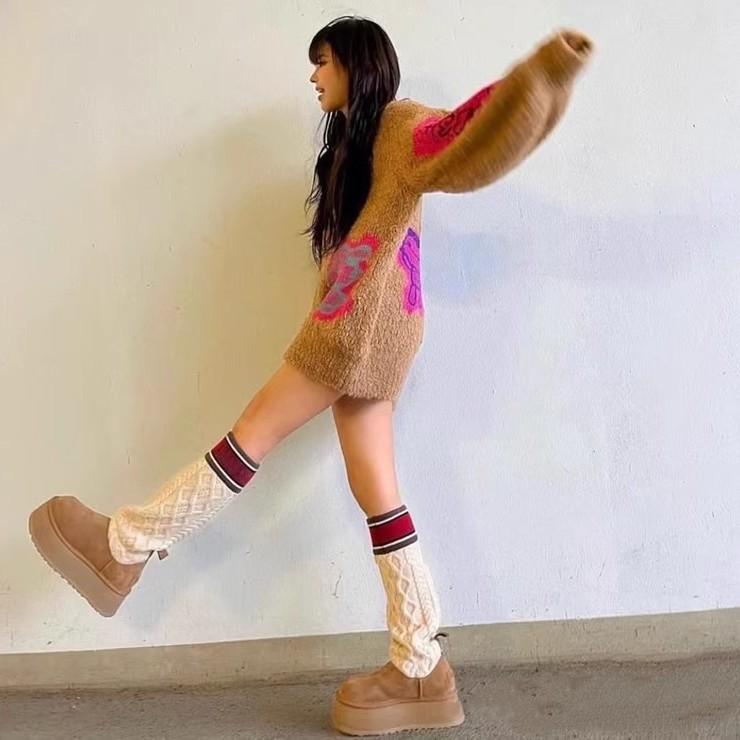 Fur integrated snow boots tall tube wool tube winter women's 2023 new muffin thick bottom heightening boots women's tide