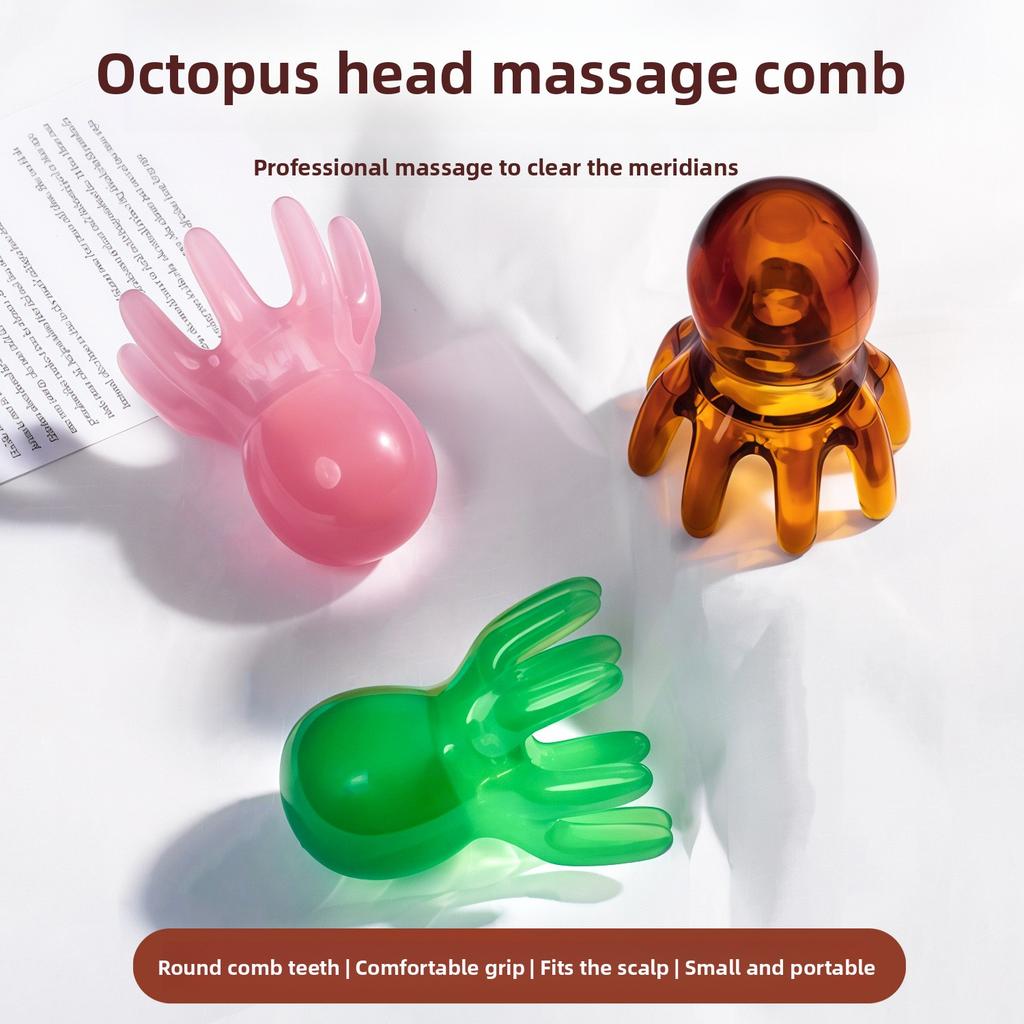 Octopus Portable Wide-Toothed Scalp Massage Comb for Acupoint Therapy