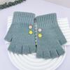 Female Half Finger Gloves Korean Versatile Student Writing Autumn/Winter Knitted Gloves Cycling Warmth