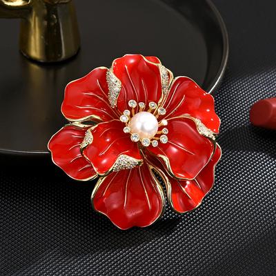 Ny Stil Palats Retro Sötvattensimitation Pärla Pion Brosch Elegant Och Lyxig Atmosfärisk Brosch
