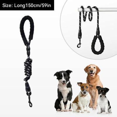 1.5M Reflective Dog Leash Heavy Duty Nylon Rope Padded Handle for Medium Large Dogs Night Walk Safety