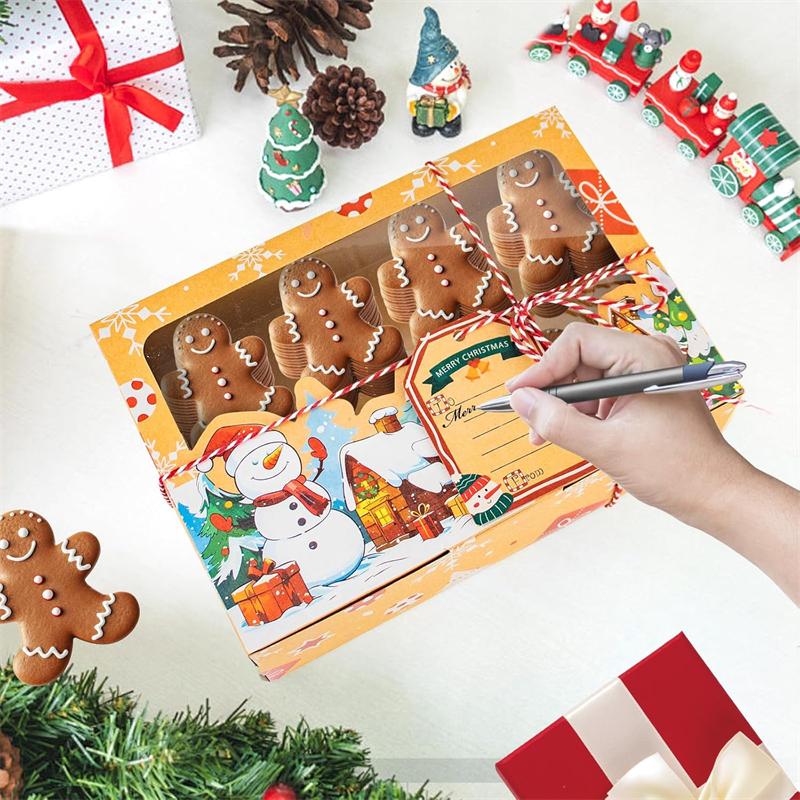 27Pack Christmas Kraft Cookie BoxesWithWindow LargeHolidayBakery Treat Gift Box For Cupcake Candies Food Packing Xmas Containera