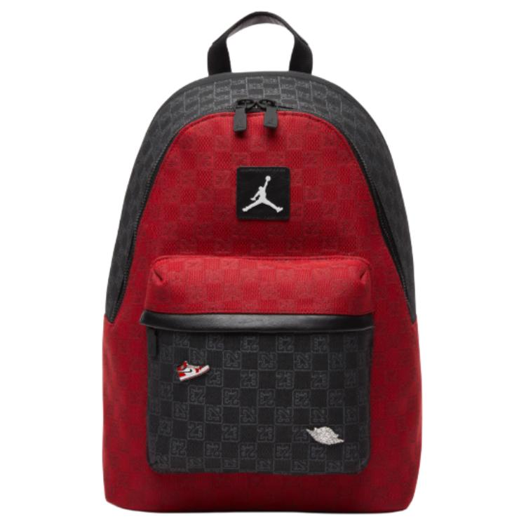 Jordan Logo Design Polyester Backpack Unisex Backpack Black FJ6784-636 Red
