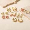 HECHENG,Autumn New Style Enamel Drip Oil Daisy Ring Earrings Brass Material Women's Zircon Gift Zircon Daisy Series Styles