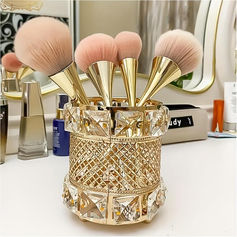 1Pcs New European-style Metal Makeup Brush Storage Tube, Home Office Pen Holder, Dressing Table Beauty Brush Bucket, Decorative Ornament Vase