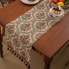 Tischfahne Jacquard Europäische Blume Retro Fransenblume Teeflagge Esstischfahne Langer Streifen Verdickt