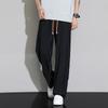 POUM Ice Silk Straight-Leg Pants for Men, Spring And Summer Loose-Fit Sports Breathable Cool Quick-Dry Draping Trousers 2529 Black M