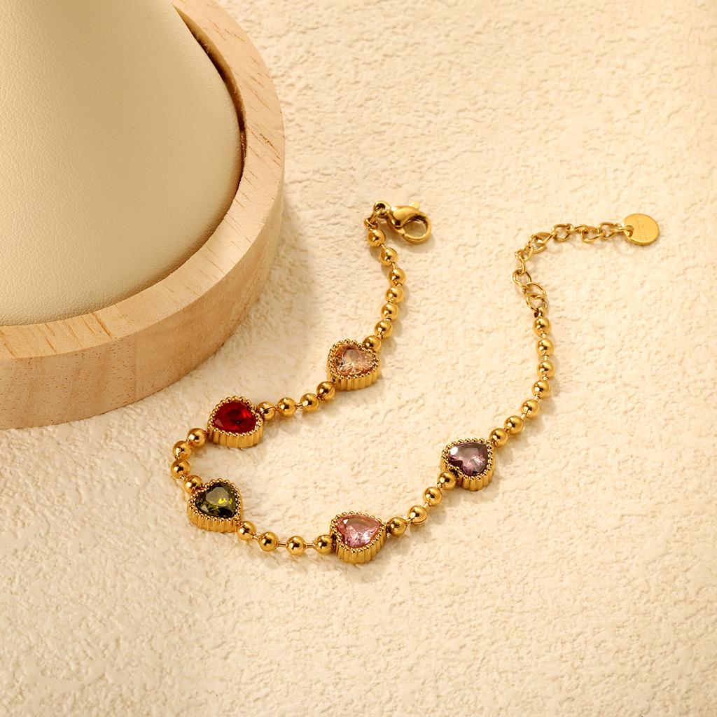 Mixed color love zircon bracelet wind design cherry shell bracelet 18k gold stainless steel bracelet