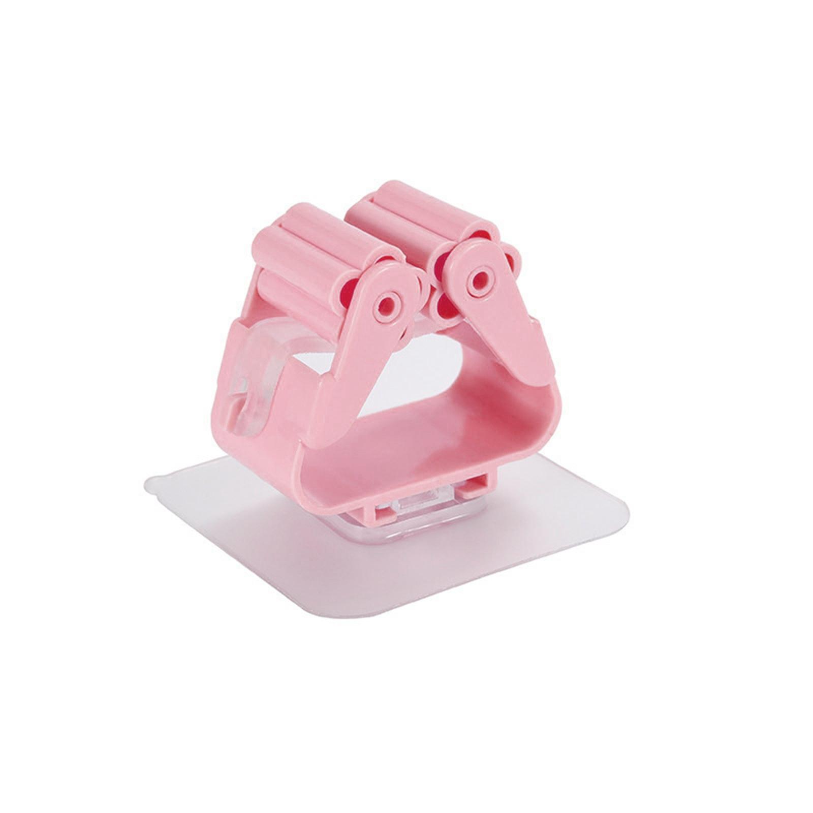 4 Piece Set Of Perforated Bathroom Mop Hooks Self Adhesive Non Drilling Hooks Mop Holder One Size розовый