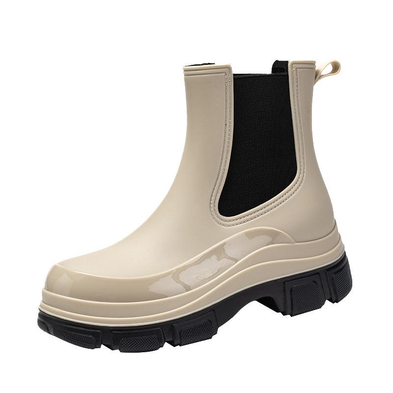 Medium Tube Rain Shoes Women's Fashion Water Shoes Wear Non-slip Outside Medium Tube Water Shoes Adult Short Rain Boots