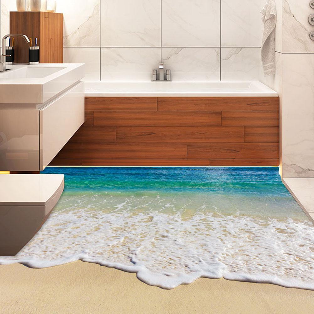 Add A Splash To Your Space With 3D Beach Ocean Floor Stickers Demonstrating Great Adhesive Strength And Durability